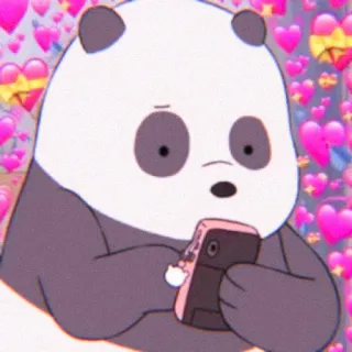 🧸 Ice Bear We Bare Bears Мультик, Панда, Медведь, Милый, Телефон, Сердечки whatsapp sticker