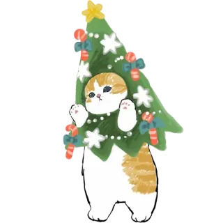 🎄 кот, рождество, милый, дерево, праздник telegram sticker