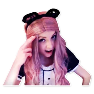 👈 donna, ragazza, capelli rosa, cerchietto, cosplay, orecchie da gatto telegram sticker