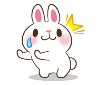 😂 кролик, милый, каваий, слеза, грустный, эмодзи, стикер whatsapp sticker