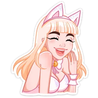 😄 Аниме, Девушка-кошка, Мультфильм, Стикер whatsapp sticker