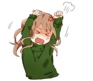 👩 wütend, frustriert, Anime, Mädchen, Cartoon, Stress telegram sticker