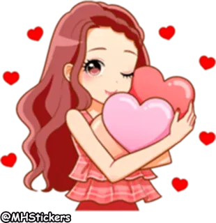 💗 @MHStickers adesivo, personagem, coração, menina, amor, desenho animado telegram sticker