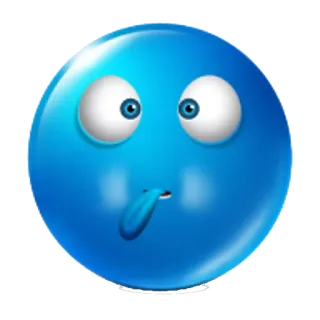 😯 emoji, face, blue, tongue, silly whatsapp sticker