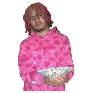 🤑 Lil Pump rapero, dinero, rosa, dólares, efectivo whatsapp sticker