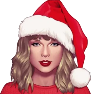 🎄 Taylor Swift Taylor Swift, Noël, Bonnet de Père Noël, Portrait, Pop star, Chanteuse telegram sticker