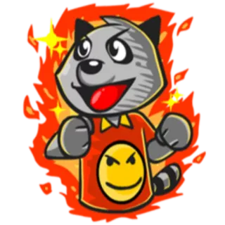 😈 cartone animato, procione, faccina, personaggio, adesivo whatsapp sticker