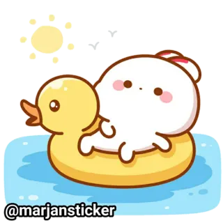 ❤️ @marjansticker стикер, утка, милый, мультяшный, плавающий, животное, персонаж, лето telegram sticker