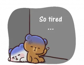 😩 So tired เหนื่อย, หมี, การ์ตูน, หมดแรง telegram sticker