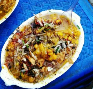 🍲 food, street food, chana chaat, Indian cuisine, spicy, snack telegram sticker