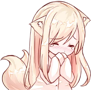 😢 สาวหมาจิ้งจอก, อนิเมะ, คาวาอิ, น่ารัก, มังงะ, เศร้า, ร้องไห้, หูจิ้งจอก, เคโมะมิมิ telegram sticker