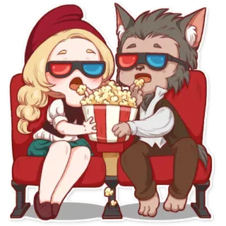 🍿 Film, Kino, Popcorn, 3D, Animation, Figuren, Sitzen whatsapp sticker