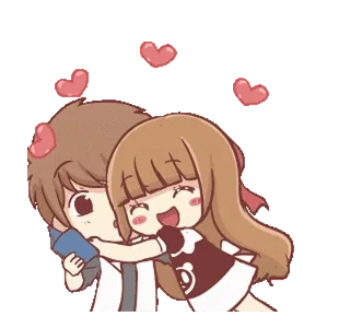 🍞 Аниме, Любовь, Мультфильм, Сердечки, Каваий, Объятие telegram sticker