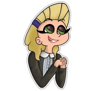 🥺 kobieta, ilustracja, kreskówka, blond włosy, kobieca, uśmiech telegram sticker