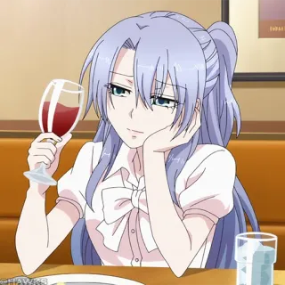 🌡 动漫, 女孩, 葡萄酒, 喝酒 telegram sticker