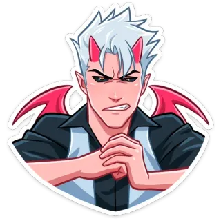 😡 diable, démon, cornes, ailes, en colère, dessin animé, animé, autocollant whatsapp sticker