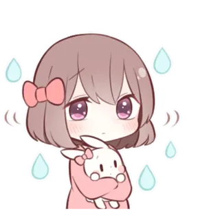 😔 anime, sad, girl, crying, cute, rain, sticker telegram sticker