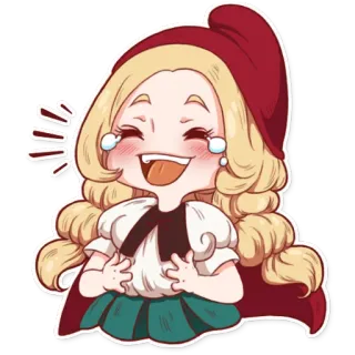 😂 Cartoon, blonde Haare, lachend, Figur, Rotkäppchen whatsapp sticker