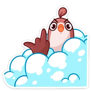 🖕 burung, jari tengah, menyinggung, kartun, stiker, awan telegram sticker