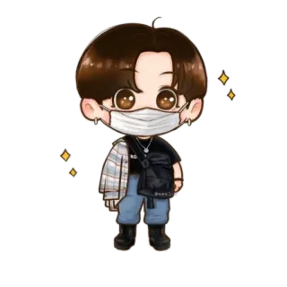 😝 chibi, anime style, cartoon, character, cute, masked person whatsapp sticker