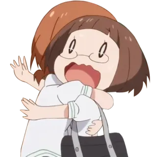 💖 anime, cartoon, girl, schoolgirl, glasses, excited telegram sticker