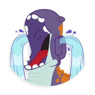 😭 khóc, buồn, hoạt hình, cảm xúc, nước mắt, quái vật telegram sticker