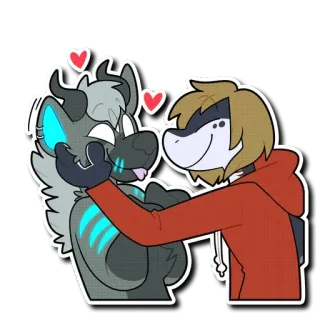 😊 furry, anthro, affectionate, love, hearts, cute, cartoon telegram sticker