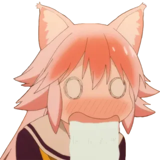 😲 anime, tai mèo, sốc, ngạc nhiên, dễ thương, kawaii, hoạt hình telegram sticker