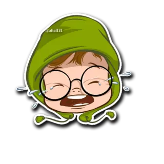 😂 desenho animado, chorando, óculos, moletom com capuz, emoções, emocional, adesivo telegram sticker