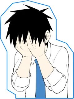 🙈 triste, anime, estresse, chateado, preocupado, negócios, anime telegram sticker
