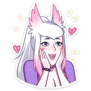 😍 Anime, Cartoon, Oreilles, Personnage, Coeur, Art numérique whatsapp sticker