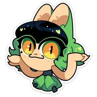⭐ dessin animé, mignon, vert, illustration, autocollant, kawaii telegram sticker