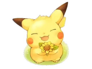 💛 Pikachu pikachu, pokemon, cartoon, bloem, schattig, geel telegram sticker