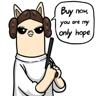 🤑 Princess Leia Star Wars Buy now, you are my only hope star wars, princess leia, buy now, gun, character, movie telegram sticker