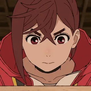 😑 anime, kobieta, poważna, rude włosy, portret telegram sticker
