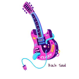 🤟 Clash, Rock Soul chitarra, musica, clash, rock, soul, cartone animato, rosa, elettrica telegram sticker