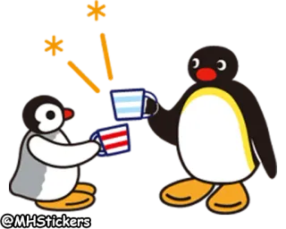 🍻 Pingu ペンギン, 漫画, かわいい, 友情, 飲み物, コーヒー telegram sticker