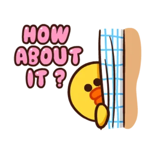 😇 HOW ABOUT IT? cartone animato, domanda, carino, anatra, sbirciare whatsapp sticker