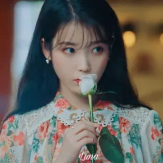 🌹 Luna IU, chanteuse coréenne, actrice, fleur, k-pop, femme asiatique, idole whatsapp sticker