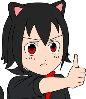 👍 gato, orejas, anime, manga, pulgar arriba, lindo, dibujos animados, ilustración whatsapp sticker
