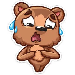 😓 niedźwiedź, kreskówka, pot, zdenerwowany, zmartwiony, smutny, strach telegram sticker