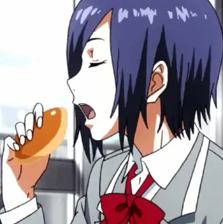🪁 Touka Kirishima Tokyo Ghoul อนิเมะ, ผู้หญิง, อาหาร, กิน, โทวกะ คิริชิมะ, โตเกียว กูล, ตัวละคร telegram sticker