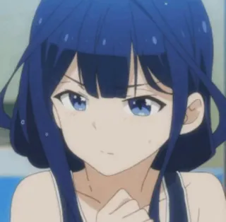 🖇 Anime, Mädchen, blaue Haare, Charakter, Cartoon, Porträt whatsapp sticker