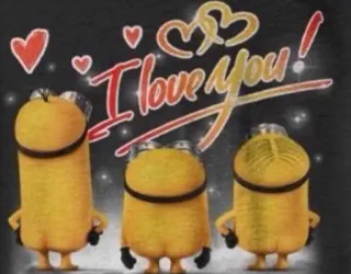❤️ I love you! Minions, amor, coração, desenho animado whatsapp sticker