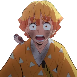 😱 Zenitsu Demon Slayer Zenitsu Agatsuma, Demon Slayer, Anime, Mangá, assustado, expressão, personagem telegram sticker