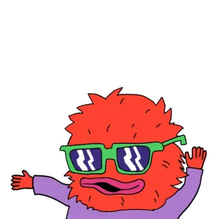 🕺 potwór, kreskówka, okulary przeciwsłoneczne, śmieszne, postać, słodki telegram sticker