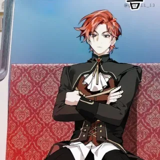 🍷 Anime, Mangá, Personagem, Cabelo Vermelho, Ilustração, Arte telegram sticker