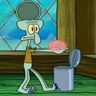 🧠 Squidward Tentacles Spongebob Squarepants сквидвард, спанч боб, мультфильм, мозг, мусор telegram sticker