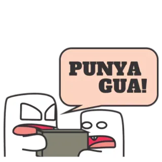 👉 PUNYA GUA! 만화, 말풍선, 인도네시아어, 느낌표 telegram sticker