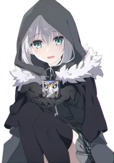 😀 Аниме, Девочка, Капюшон, Плащ telegram sticker